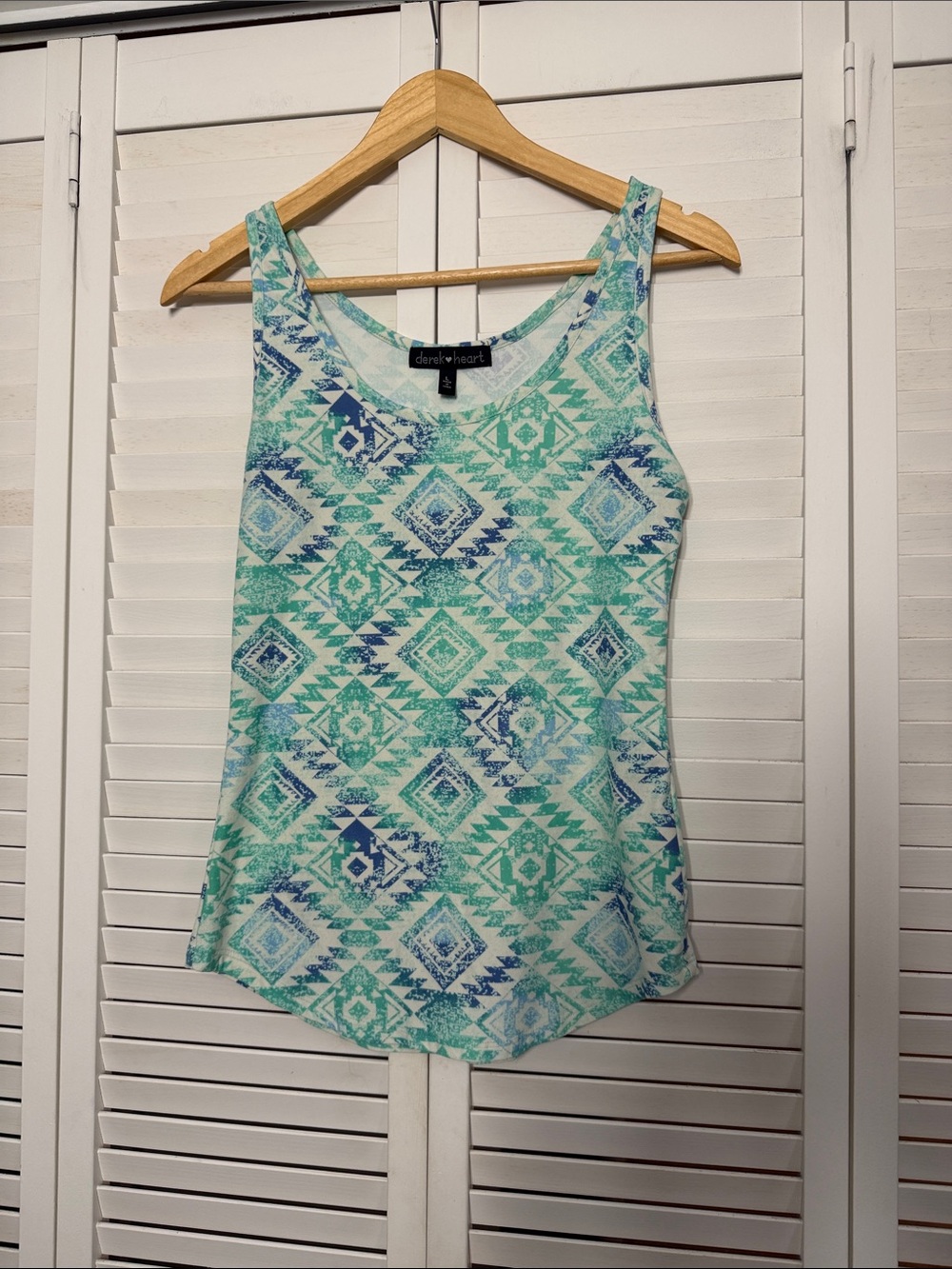 Derek Heart Mint & Blue Aztec Print Tank Top
